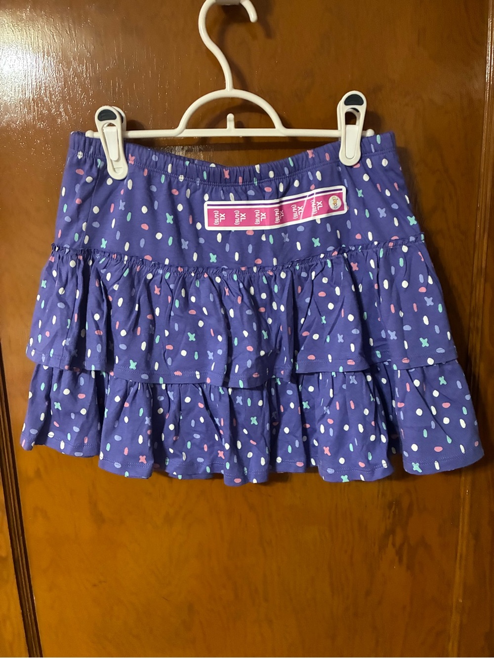 ❤️ 2/$10 - NWT Purple Tiered Ruffle Skirt with Pastel Confetti Print